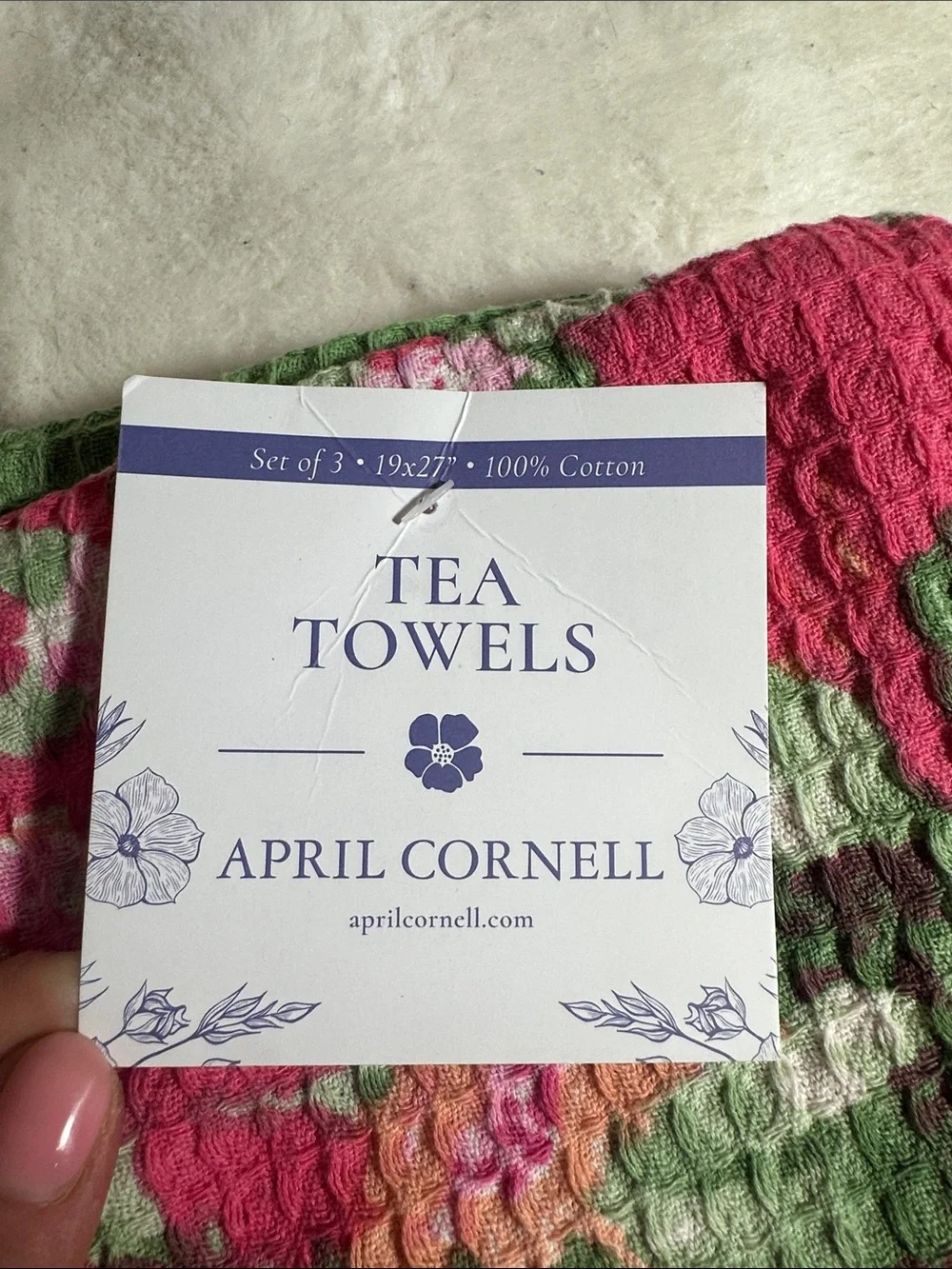 April Cornell set of 3 floral cotton kitchen towels